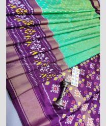 Aquamarine and Purple color pochampally ikkat pure silk handloom saree with pochampally ikkat design -PIKP0031663