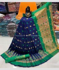 Navy Blue and Green color Lichi sarees with all over small buti design -LICH0000038