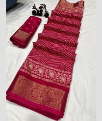 Red color silk sarees with all over printed with jacquard border design -SILK0017528