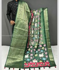 Pink and Pine Green color silk sarees with all over pichwai kalamkari printed design -SILK0014422