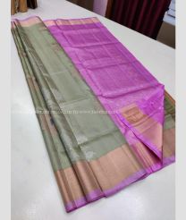 Grey and Baby Pink color soft silk kanchipuram sarees with kaddy border saree design -KASS0000397