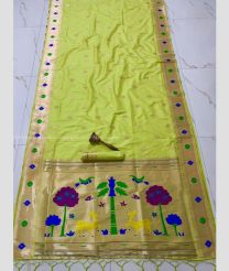 Pista color paithani sarees with jari border design -PTNS0005302