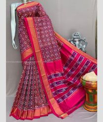 Maroon and Pink color pochampally ikkat pure silk sarees with all over pochampally ikkat design -PIKP0037874