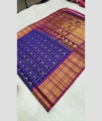 Navy Blue and Magenta color gadwal sico handloom saree with all over buties with big border design -GAWI0000615