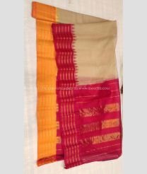 Sandal Yellow and Red color gadwal sico handloom saree with temple  border saree design -GAWI0000285