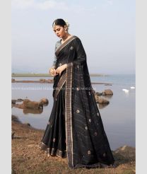 Black color Chiffon sarees with all over buties saree design -CHIF0001106