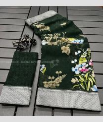 Pine Green color Georgette sarees with all over lace work design -GEOS0008546
