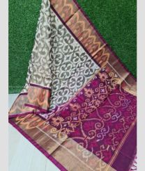 Half White and Dark Pink color pochampally Ikkat cotton handloom saree with all over pochampally design saree -PIKT0000100