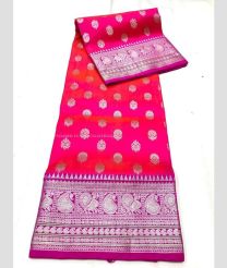 Pink and Neon Pink color venkatagiri pattu handloom saree with all over silver buties design -VAGP0000913