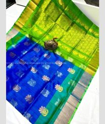 Royal Blue and Green color uppada pattu sarees with all over buttas design -UPDP0022035