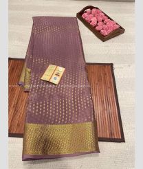 Dull Purple and Golden color Banarasi sarees with all over jari buties with jari border design -BANS0018827