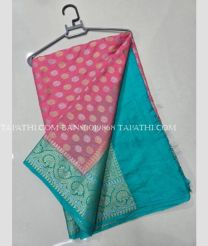 Pink and Turquoise banarasi sarees with All over Buttas design - BANS0019868