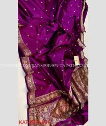 Magenta and Golden banarasi sarees with All over Buttas design - BANS0019879