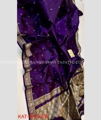 Plum Purple and Golden banarasi sarees with All over Buttas design - BANS0019883