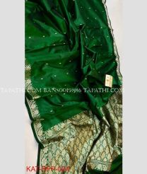 Dark Green and Golden banarasi sarees with All over Buttas design - BANS0019886