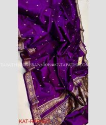 Dark Purple and Golden banarasi sarees with All over Buttas design - BANS0019887