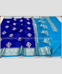 Navy Blue and Blue banarasi sarees with All over Meenakari Buttas design - BANS0019905