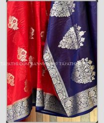 Red and Navy Blue banarasi sarees with All over Meenakari Buttas design - BANS0019907