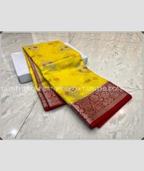 Yellow and Maroon banarasi sarees with All over Meenakari Buttas design - BANS0019909