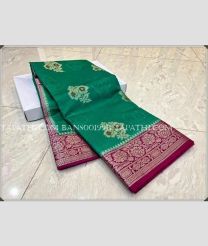 Dark Green and Pink banarasi sarees with All over Meenakari Buttas design - BANS0019911