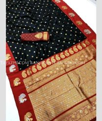 Black and Red banarasi sarees with All over Jari design - BANS0019913