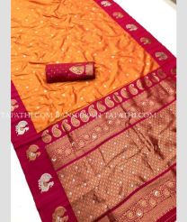 Orange and Red banarasi sarees with All over Jari design - BANS0019914