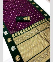 Plum Purple and Black banarasi sarees with All over Jari design - BANS0019920