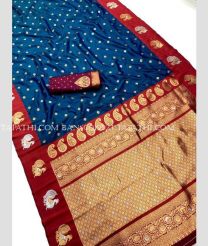 Blue and Red banarasi sarees with All over Jari design - BANS0019923