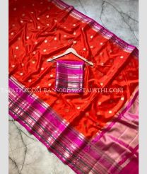 Orange and Pink banarasi sarees with All over Buttas design - BANS0019925