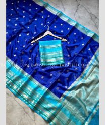 Royal Blue and Blue Turquoise banarasi sarees with All over Buttas design - BANS0019927