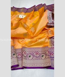 Mango Yellow and Purple banarasi sarees with All over Meenakari design - BANS0019940