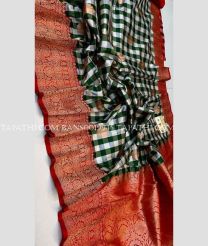 Red and Pine Green banarasi sarees with All over Meenakari design - BANS0019945