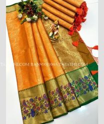 orange and brown colour banarasi sarees with All over design - BANS0019948