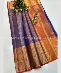 brown and blue colour banarasi sarees with All over design - BANS0019951