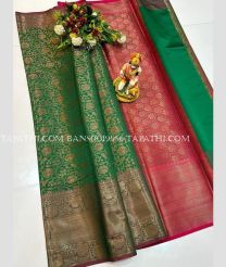 green and pink colour banarasi sarees with All over design - BANS0019956