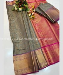 grey and brown colour banarasi sarees with All over design - BANS0019960
