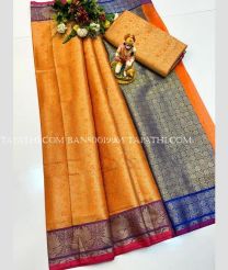 orange and grey colour banarasi sarees with All over design - BANS0019965