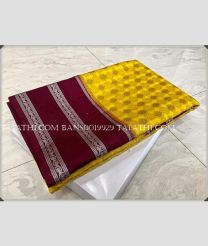 Yellow and Maroon banarasi sarees with All over Buttas design - BANS0019929
