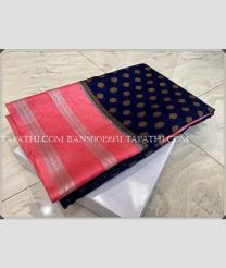 Black and Coral Pink banarasi sarees with All over Buttas design - BANS0019931