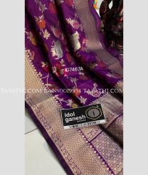 Purple and Golden banarasi sarees with All over Jari design - BANS0019934