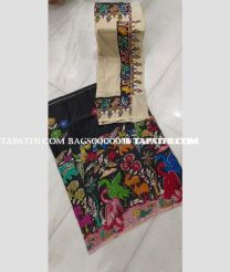 Green and Pink bangalore silk material with All over kalamkari design - BAGS0000046