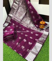 purple and silver colour chenderi silk sarees with All over Buttas design - CNDP0016900