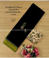 Black and Green chettinad cotton sarees with All over Buttas design - CHTC0000085