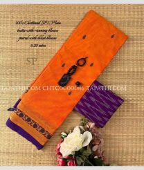 Orange and Purple chettinad cotton sarees with All over Buttas design - CHTC0000086