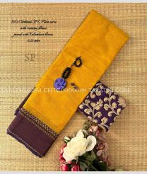 Mustard Yellow and Chocolate chettinad cotton sarees with All over Buttas design - CHTC0000088