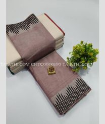 Lite Brown and Black chettinad cotton sarees with Fancy Border design - CHTC0000100