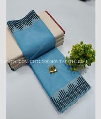 Sky Blue and Black chettinad cotton sarees with Fancy Border design - CHTC0000105