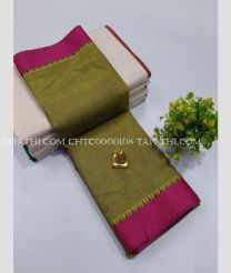 Mehendi Green and Pink chettinad cotton sarees with Fancy Border design - CHTC0000108