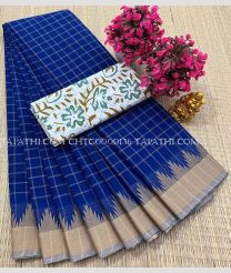 blue colour chettinad cotton sarees with All over Checks design - CHTC0000136