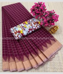 purple colour chettinad cotton sarees with All over Checks design - CHTC0000137